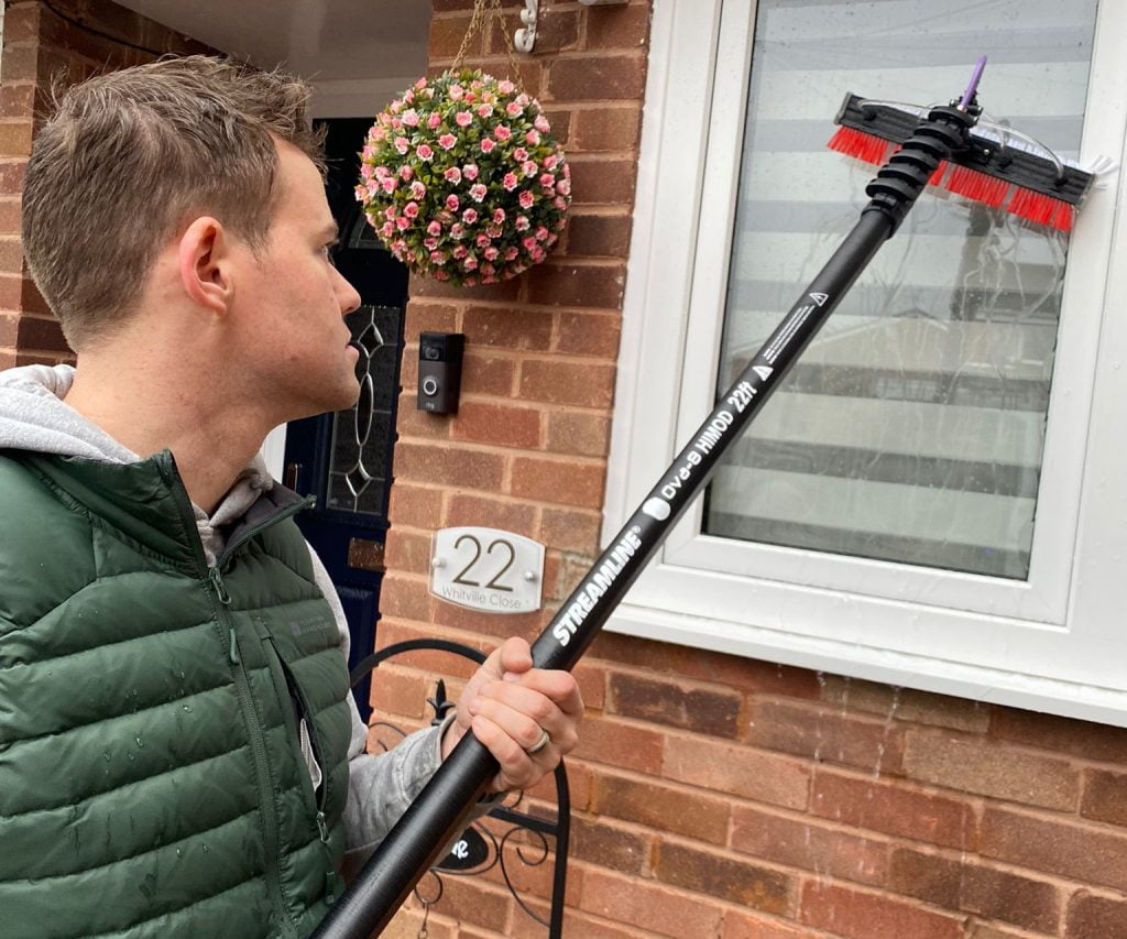 Residential window cleaning with a water fed pole and pure water